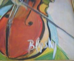 Brigitte Buscail-Lipsky Large 20th Oil Painting Musicians Framed