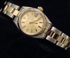 Rolex Date Ladies 2Tone Yellow Gold & Stainless Steel Watch Champagne Dial 6917