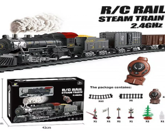 Remote Control Big Scale Steam Train Set with Sound & Light Freight Cars